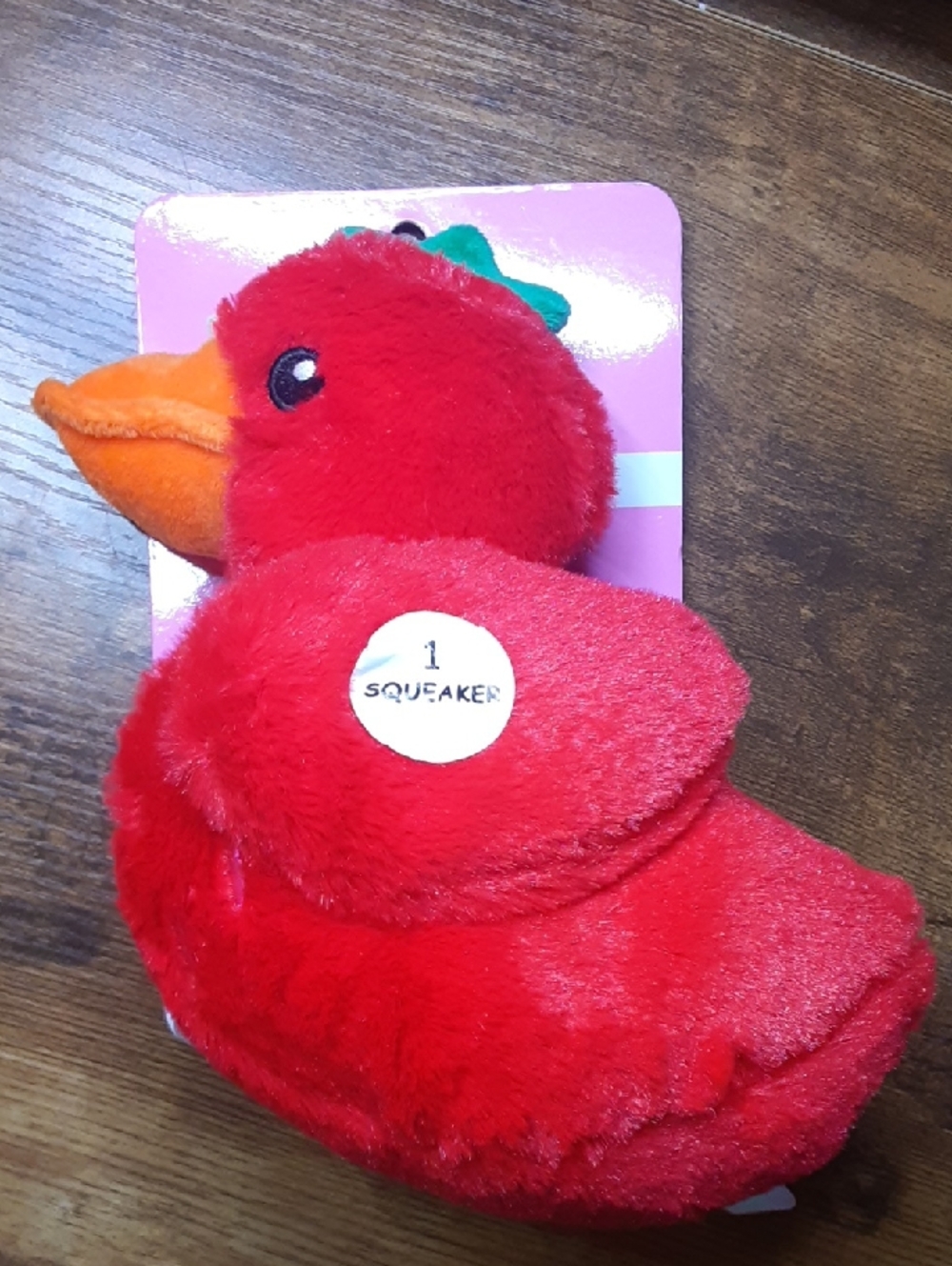 Red Plush Duck Dog Squeaky Toy